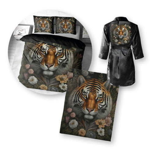 Bambury Tiger in Flowers Printed Quilt Cover Bundle, KB Size