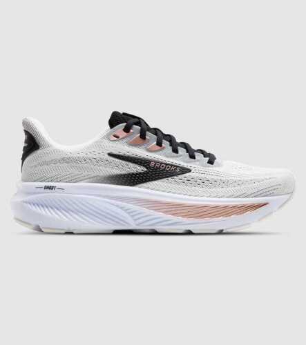 Brooks Ghost 17 Womens Wide D &mdash; White/Black/Rose Gold &mdash; US 9