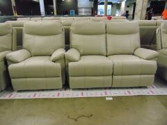 DUSTY Leather Lounge SETTING- INCLUDING 3 SEATER RECLINER+ 2 SEATER RECLINER AND ONE SINGLE SEATER RECLINER - LIGHT GREY - 3