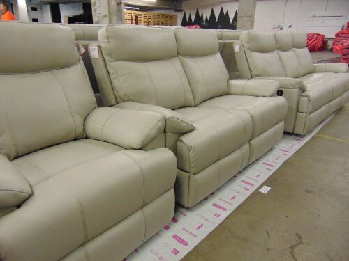 DUSTY Leather Lounge SETTING- INCLUDING 3 SEATER RECLINER+ 2 SEATER RECLINER AND ONE SINGLE SEATER RECLINER - LIGHT GREY