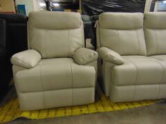DUSTY Leather Lounge SETTING- INCLUDING 3 SEATER RECLINER+ 2 SEATER RECLINER AND ONE SINGLE SEATER RECLINER - LIGHT GREY - 4