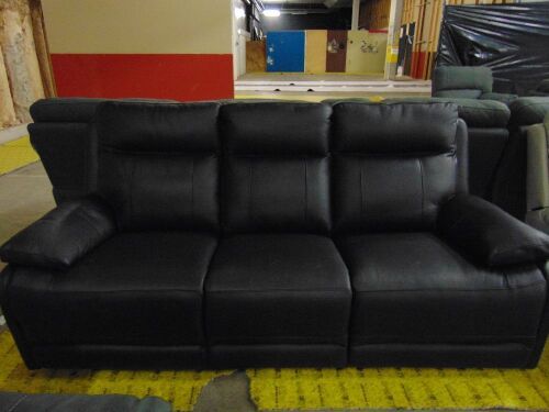 KOKO (ISOFA) 3 seater Leather Lounge *BLACK