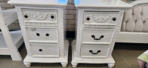 2x Egyptian King Single bed heads and 2x 3 Drawer Bedside - RRP $1999 - Ex-Display