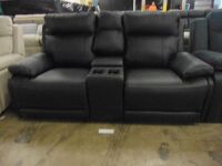 KOKO (ISOFA) 2 seater Leather recliner Lounge - BLACK