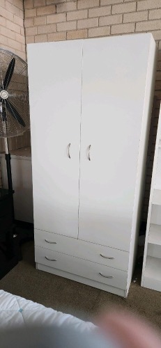 White Wardrobe 2 Doors and 2 Draws - RRP $299 - Ex-Display