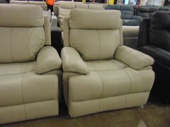 HAILEBURY Leather 3 SEATER reclienr with two single recliners - Light GREY - 2