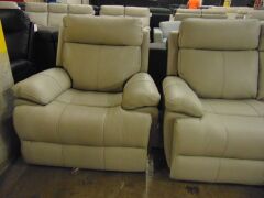 HAILEBURY Leather 3 SEATER reclienr with two single recliners - Light GREY - 3