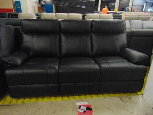 DUSTY Leather 3 SEATER RECLINER - BLACK SP