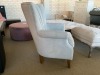 Charles Feature Chair, Stitch Detail, grey linen upholstery - RRP $349 - Ex-Display - 2