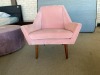 Aurora Feature Chair, pink upholstery timber legs - RRP $499 - Ex-Display