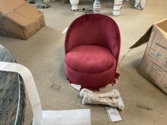 26 x Saloon Velvet chair w/tassels dark red/gold wood leg, $149 RRP each - Ex Display