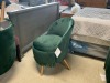 3 x Saloon Velvet chair w/tassels dark green/gold wood leg, $149 RRP each - Ex Display - 2