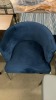 &lsquo;ENIGMA&rsquo; Tub Chair, Blue Velvet Upholstery, Polished Chrome Legs & Frame, $899 RRP - Ex Display