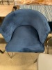 &lsquo;ENIGMA&rsquo; Tub Chair, Blue Velvet Upholstery, Polished Chrome Legs & Frame, $899 RRP - Ex Display