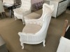 Pecare Feature Chair Ivory Frame & Upholstery, Button Detail, $1099 RRP - Ex Display - 2