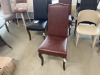 2 x Lee dining chair Burgendy pvc/studs/timber legs, $199 RRP each - Ex Display