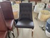 Back brown button leather chair / timber legs, $599 RRP - Ex Display