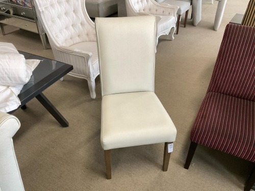2x Dining Chair, White PVC, Ghost Stain Legs, Aust. Made, $699 RRP - Ex Display
