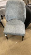 2x. Dining / Feature Chair, Grey Warwick Upholstery, Black Legs, Aust. Made, $599 RRP each - Ex Display