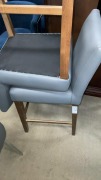 2x. &lsquo;SARAH&rsquo; Bar Stool, Grey PVC Leather, Light Oak Legs, Aust. Made, $599 RRP each - Ex Display