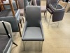 2x. &lsquo;FRANK&rsquo; Dining Chairs, Dark Grey PVC, Polished Silver Legs, $299 RRP each - Ex Display