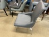 2x. &lsquo;FRANK&rsquo; Dining Chairs, Dark Grey PVC, Polished Silver Legs, $299 RRP each - Ex Display - 2