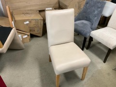 2x &lsquo;SARAH&rsquo; High Back Dining Chair, Taupe PVC Leather, Light Dak Legs, Aust. Made, $499 RRP each - Ex Display