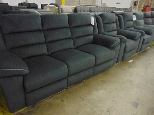 SWANE TOULON Fabric 3 seater sofa + Two single recliners - EBONY