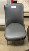 &lsquo;ELISA&rsquo; Dining Chair - Grey PVC Leather, - Polished Silver Legs, $199 RRP - Ex Display