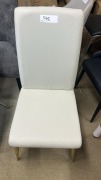 &lsquo;MONA&rsquo; Dining Chair, Brass Legs, Beige PVC Leather, Fluted Stitching At Back, $199 RRP - Ex Display