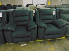 SWANE TOULON Fabric 3 seater sofa + Two single recliners - EBONY - 3