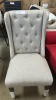 &lsquo;EVAN&rsquo; Chair Wing Back W/Buttons, Ghost Stain Timber Legs, &lsquo;Natural Stone&rsquo; Fabric, $399 RRP - Ex Display