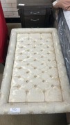 Made in Italy, &lsquo;SARA&rsquo; Coffee Table, Silk Ivory Upholstery W/Button Detail, On Castors, $1799 RRP - Ex Display