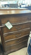 Monga & Drawers Dresser With Mirror Monza 5 Drawer High Chest Walnut Veneek, $2999 RRP - Ex Display