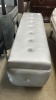 Cleo Love Chair Antique Silver Frame, White Fabric + Storage Box Grey PVC & Button Detail, $1999 RRP - Ex Display - 4
