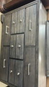 Savoy 10 Drawer Dresser With Mirror + Savoy 3 Drawer Bedside Dark Ghost, $1999 RRP - Ex Display