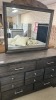 Savoy 10 Drawer Dresser With Mirror + Savoy 3 Drawer Bedside Dark Ghost, $1999 RRP - Ex Display - 2
