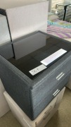 Olivia 2 Drawer Bedside Charcoal Fabric, $199 RRP - Ex Display