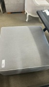 Aussie Made Hampton Ottoman Light Grey/White Trim Fabric 800mmX800mm, $499 RRP - Ex Display