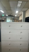Aussie Made Eve 6 Drawer Highchest Natural Fabric, $999 RRP - Ex Display