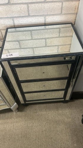 Neon 3 Drawer Bedside Chest Black / Mirror Finish (missing handles), $349 RRP - Ex Display