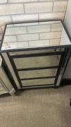 Neon 3 Drawer Bedside Chest Black / Mirror Finish (missing handles), $349 RRP - Ex Display