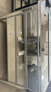 &lsquo;JASMINA&rsquo; Dressing Table, 1200mm, 3 Drawer, Mirror Finish, $1999 RRP - Ex Display