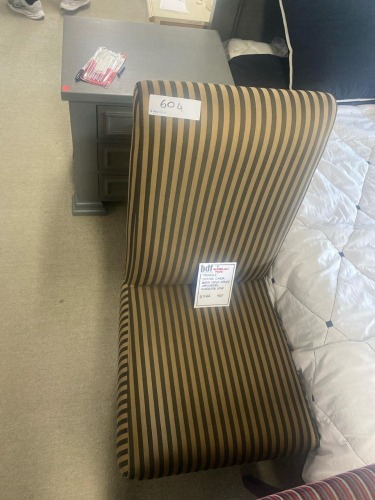 &lsquo;Michelle&rsquo; Dining Chair, Black/Gold Stripe Upholstery, Chocolate Legs, $599 RRP - Ex Display
