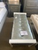 &lsquo;EVITA&rsquo; Bedroom Bench Chair, 1200X500mm Grey Metallic PVC Upholstery, Ivory Frame, $399 RRP - Ex Display - 2