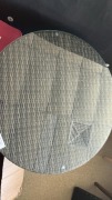 &lsquo;JASPER&rsquo; Indoor/Outdoor Dining Table, around Brown Base, Clear Glass Top, 1100mm, $499 RRP - Ex Display