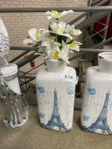 Paris Vases Set of 2 Fine Cracks, $100 RRP - Ex Display
