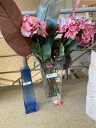 Clear Triangular Vase + ($60RRP) Blue Vase - Ex Display