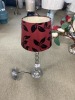 Table Lamp, Polished Silver Bad, Burgundy Shade, $99 RRP - Ex Display - 2