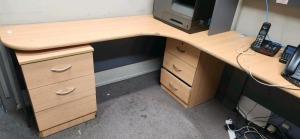 Corner Workstation Gray/Walnut with Drawer - RRP $599 - Ex-Display